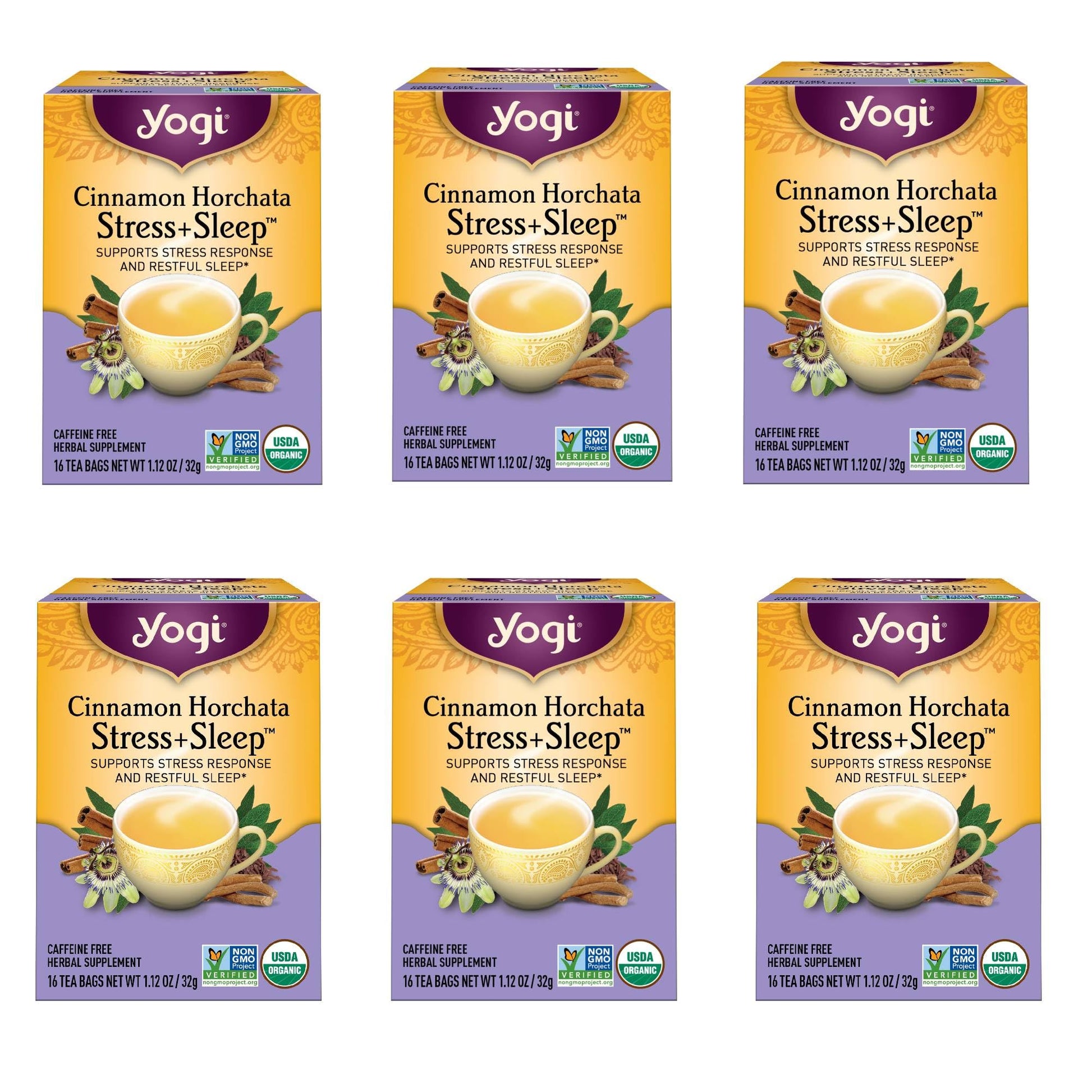 Yogi Tea Cinnamon Horchata - Organic Sleep Tea - 16 Tea Bags per Pack (6 Packs) - Supports Restful Sleep