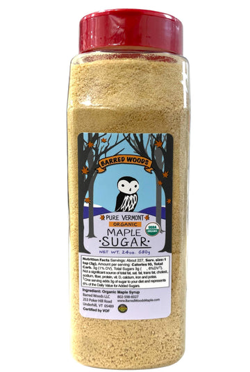 Barred Woods Maple Organic Pure Vermont Maple Sugar - 1.5 lbs (24 oz) Jar - Granulated Maple Sugar