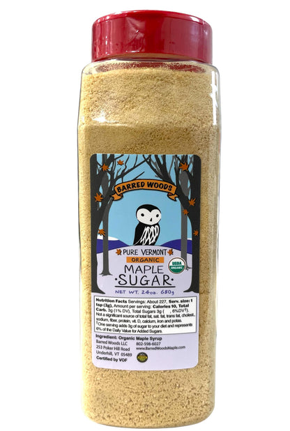 Barred Woods Maple Organic Pure Vermont Maple Sugar - 1.5 lbs (24 oz) Jar - Granulated Maple Sugar