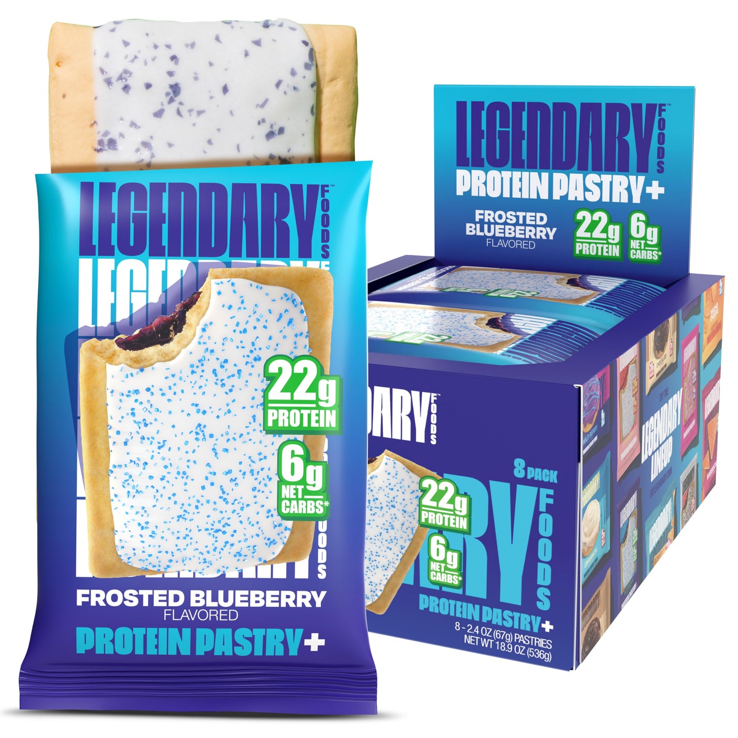 Legendary Foods 22g Protein Pastry 0g Added Sugar, Low Carb, Gluten Conscious, Keto Snack, Ideal for Glucose Management, Include