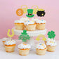Ercadio St. Patricks Day Cupcake Toppers, Glitter Shamrock Picks, Green Hat Design, 24 Pack, Paper