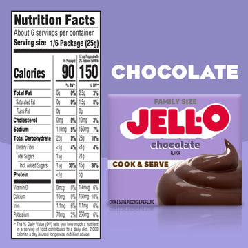 Jell-O Cook & Serve Chocolate Pudding & Pie Filling Mix - 5 oz Boxes, Pack of 24