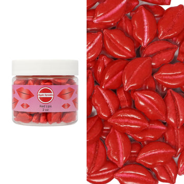 Mystic Sprinkles Valentine's Day Themed Candy Shapes Sprinkles (Red Lips, 2oz Jar)