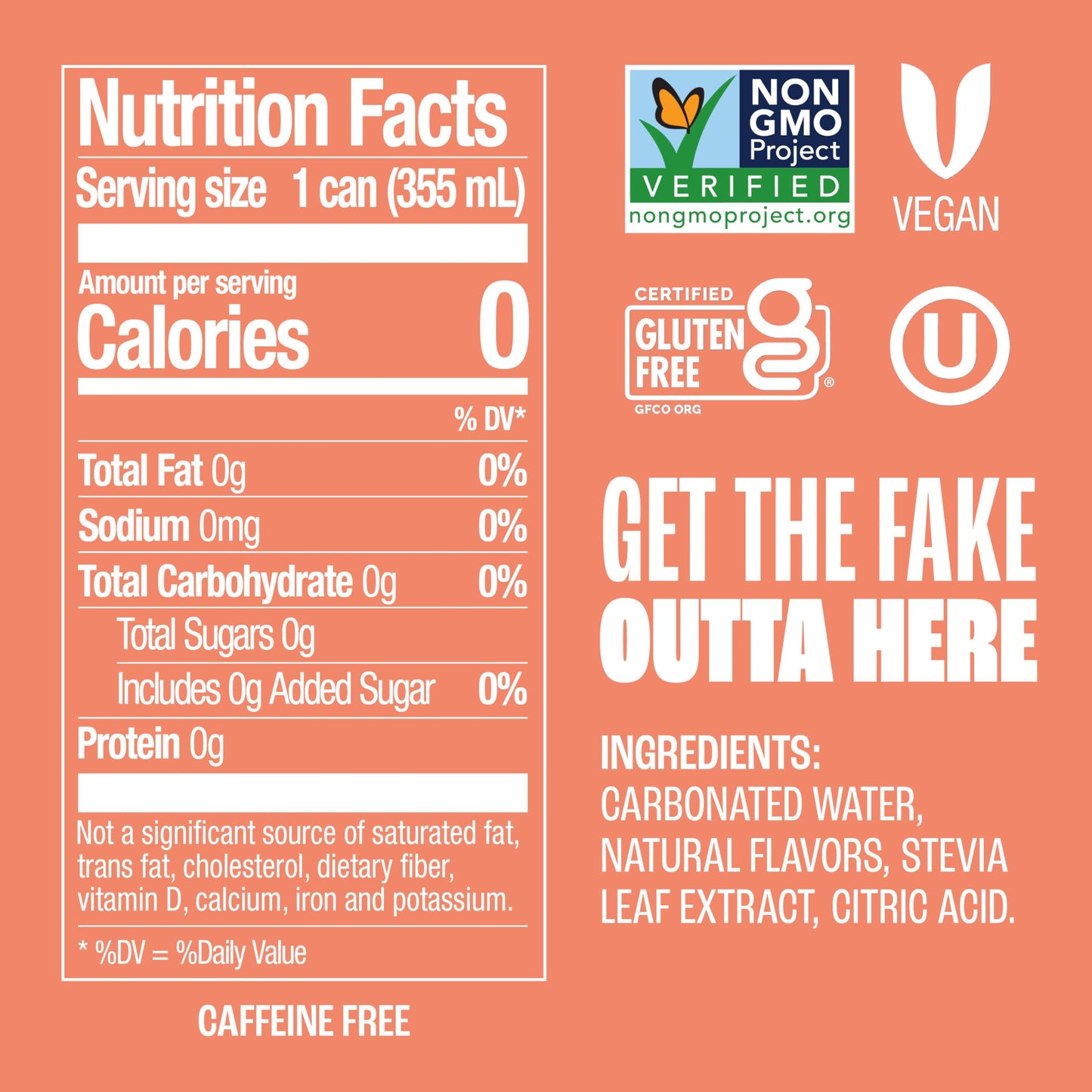 Zevia Zero Sugar Soda  Peaches and Cream  12 oz Cans (8-Pack) - Caffeine Free  Naturally Sweetened  No Calorie Soda - Non-GMO Project Verified  Gluten-Free  Vegan