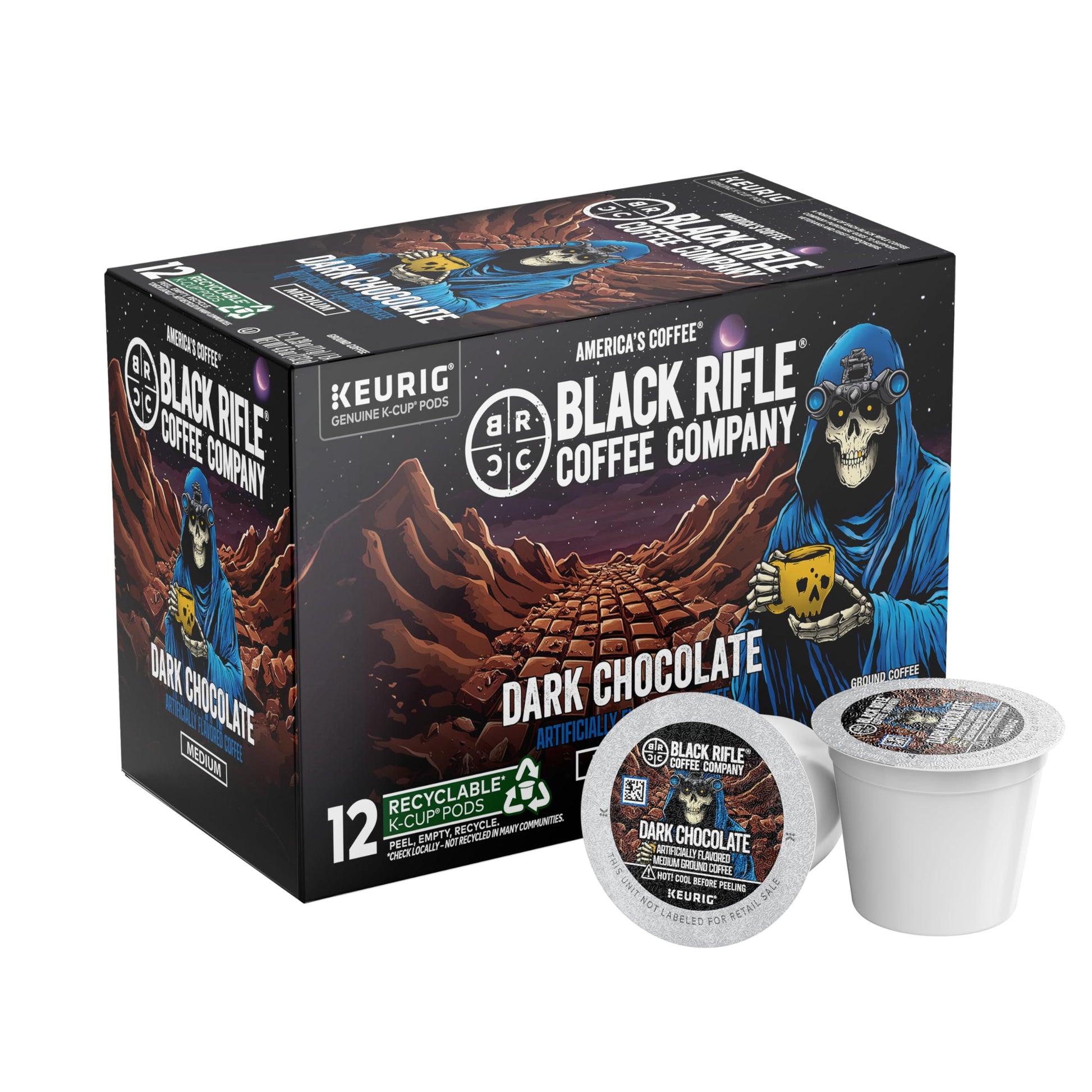 Black  Coffee Company Dark Chocolate K-Cups  Rounds 12-count- Rich Dark Chocolate Favor Blended with Bold Roast in Convenient Pods