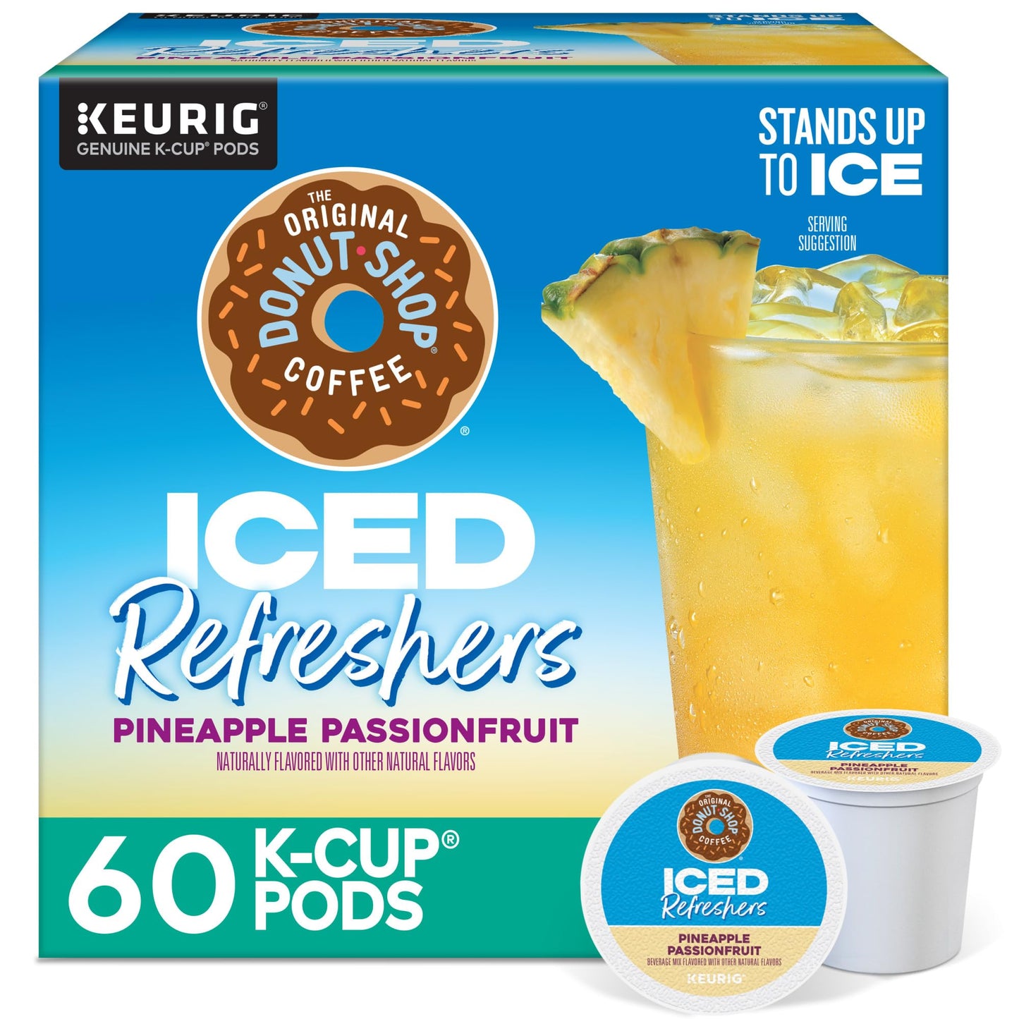 The Original Donut Shop Iced Refreshers K-Cup Pods, Pineapple Passionfruit Flavor, 60 Count (6 Packs of 10)