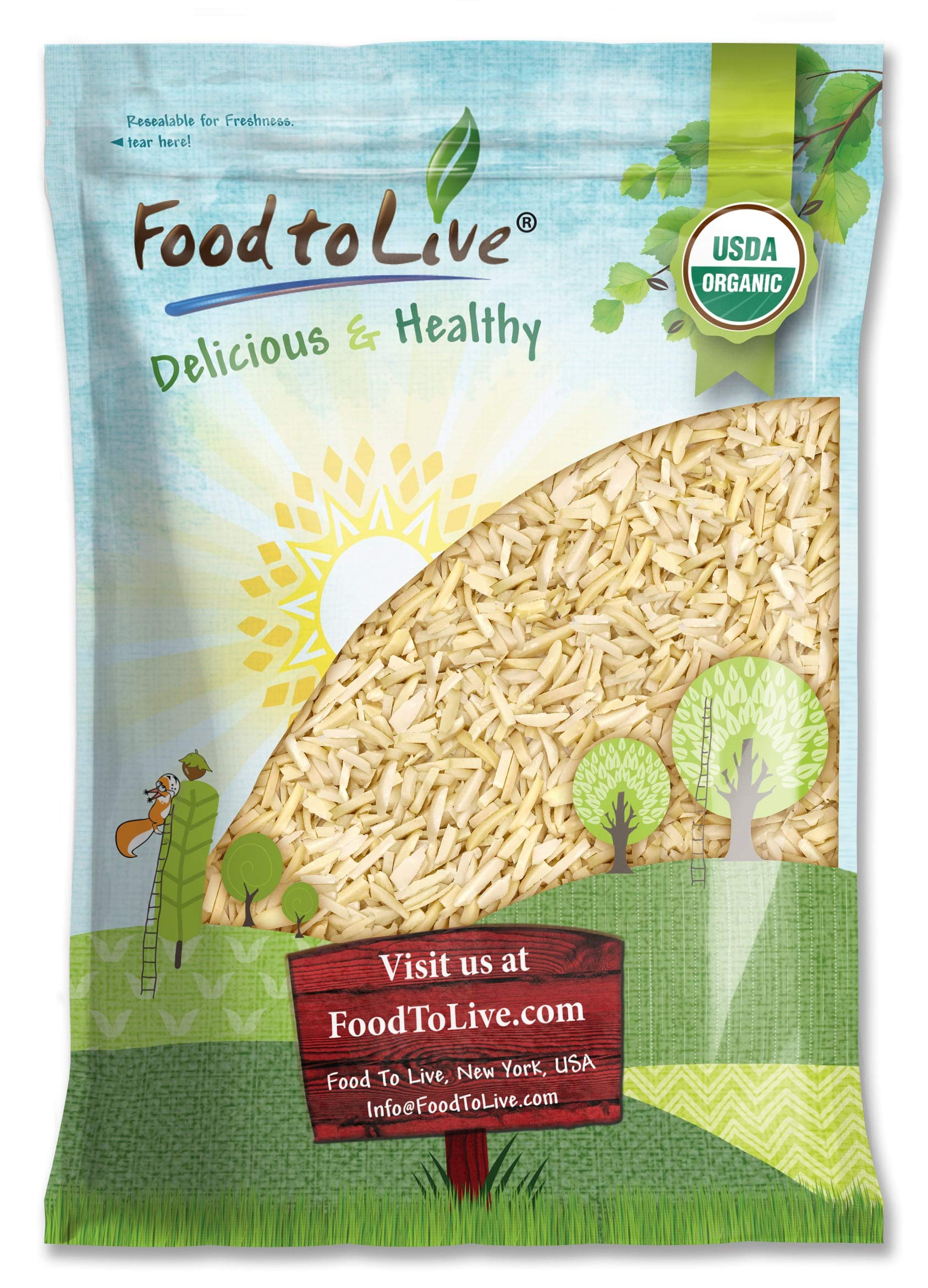 Food to Live Organic Blanched Slivered Almonds, 7 Pounds - Non-GMO, Raw, Unpasteurized, Unsalted, Vegan, Keto, Paleo, Kosher, Bu