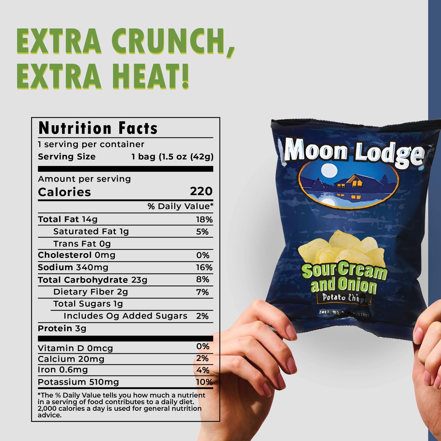 Moon Lodge Chips Variety Pack - 21 Bold Flavored Potato Chips - Hot Barbeque, Stuffed Jalapeo, Sour Cream & Onion - Kosher & Hal