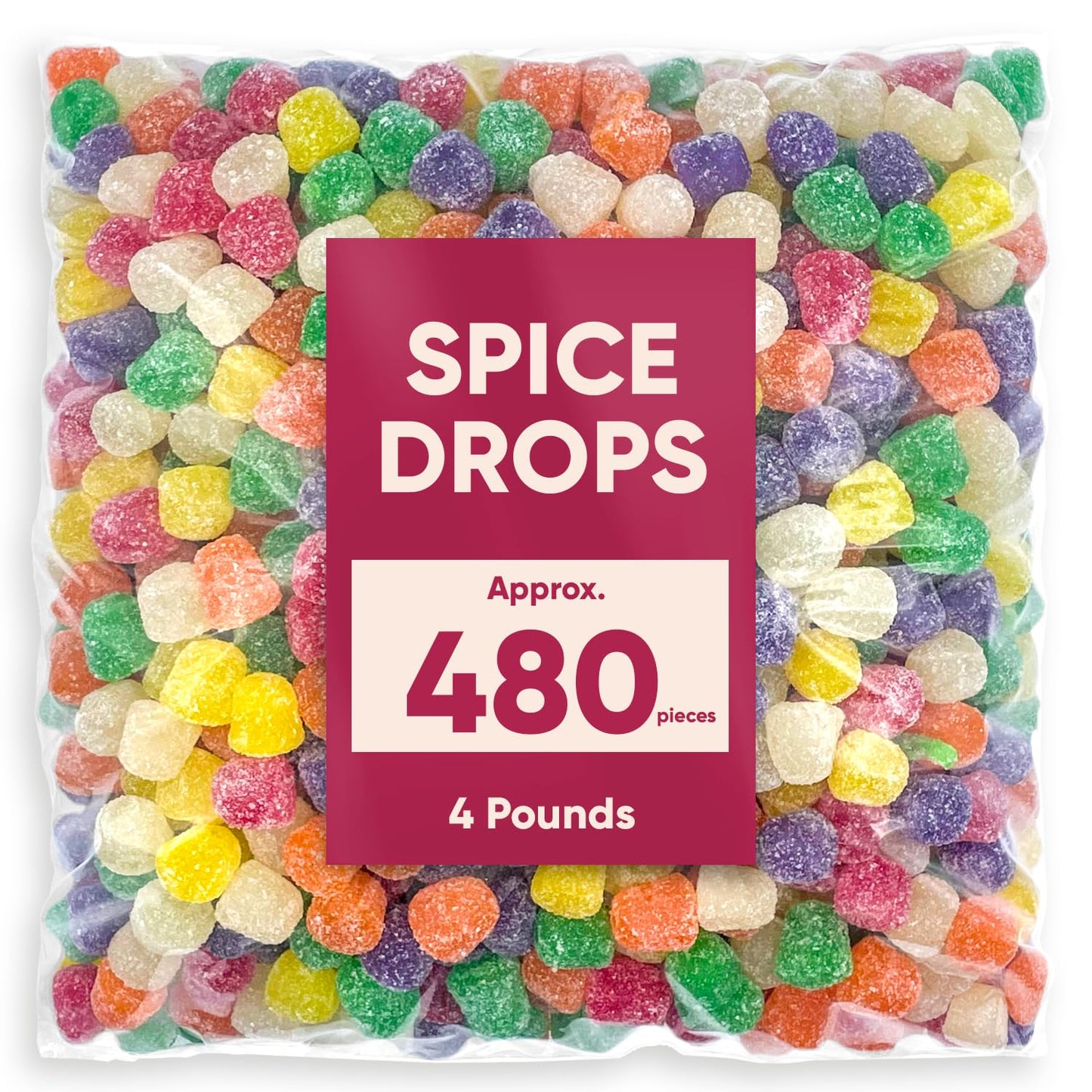 Spice Candy Gum Drops Bulk Candy -Assorted Fruit Flavor - 4 Pounds - Jelly Fruit Gum Drops - Sweet And Spice Drops Candy - Delic