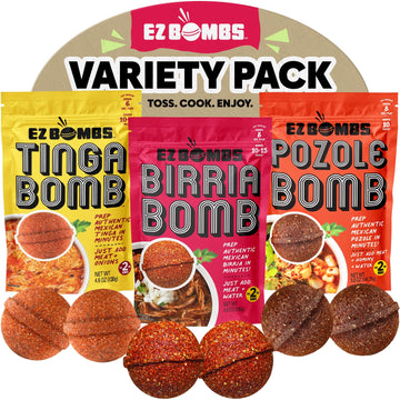 EZ Bombs Variety Pack - Authentic Mexican Seasonings for Tacos & Pozole - 1.97 oz (Pack of 3)