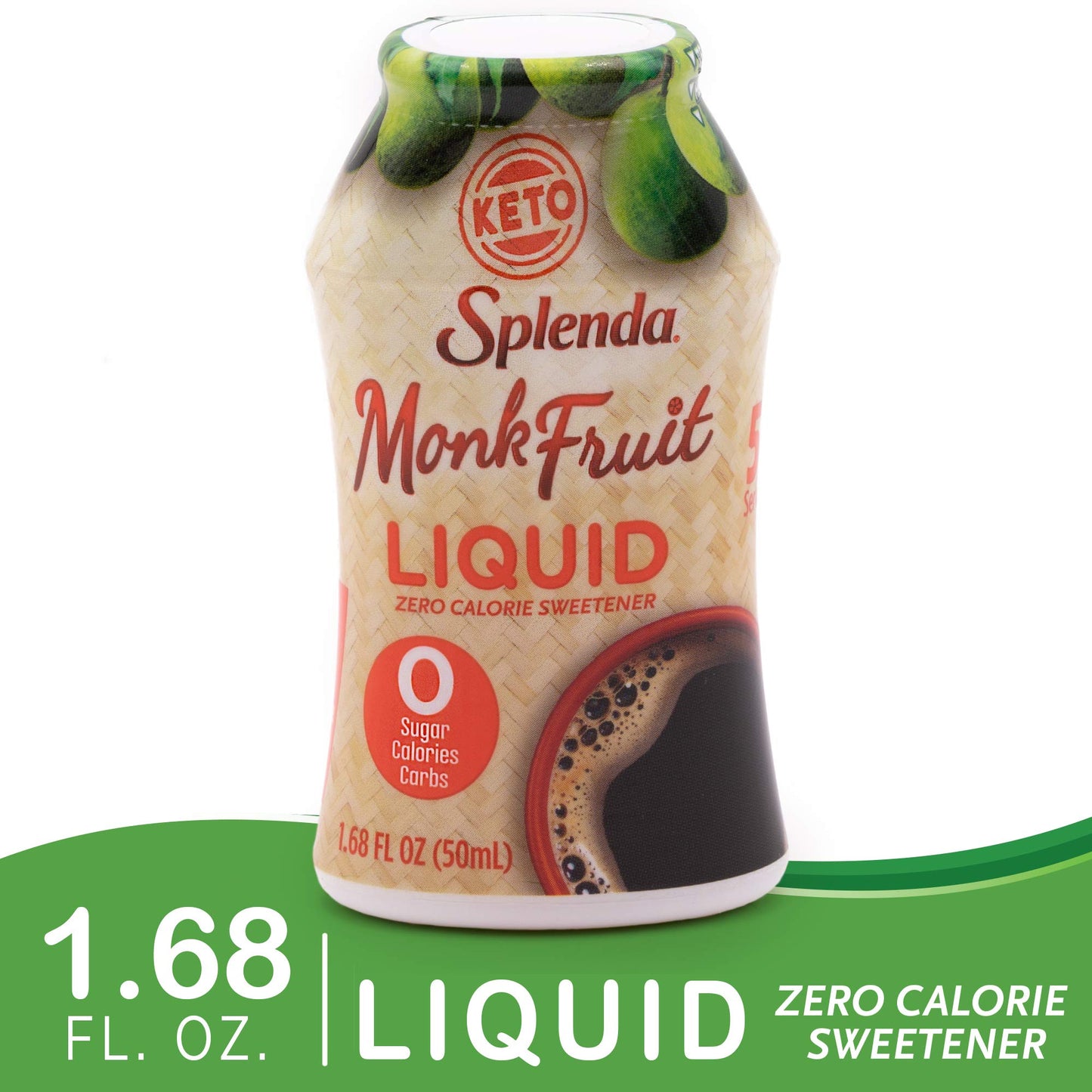 SPLENDA Monk Fruit Liquid Zero Calorie Sweetener Drops, 1.68 Fl Oz