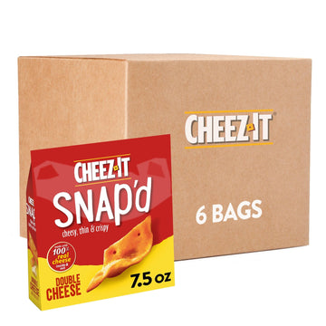 Cheez-It Snap'D Cheese Cracker Chips, Thin Crisps, Lunch Snacks, Double Cheese, 45Oz Case (6 Bags)