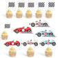 12Pcs Vintage Racing Checkered Flag Cupcake Toppers Racing Themed Birthday Party Or Baby Shower Cupcake Toppers, Buggy Party Dec