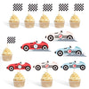 12Pcs Vintage Racing Checkered Flag Cupcake Toppers Racing Themed Birthday Party Or Baby Shower Cupcake Toppers, Buggy Party Dec
