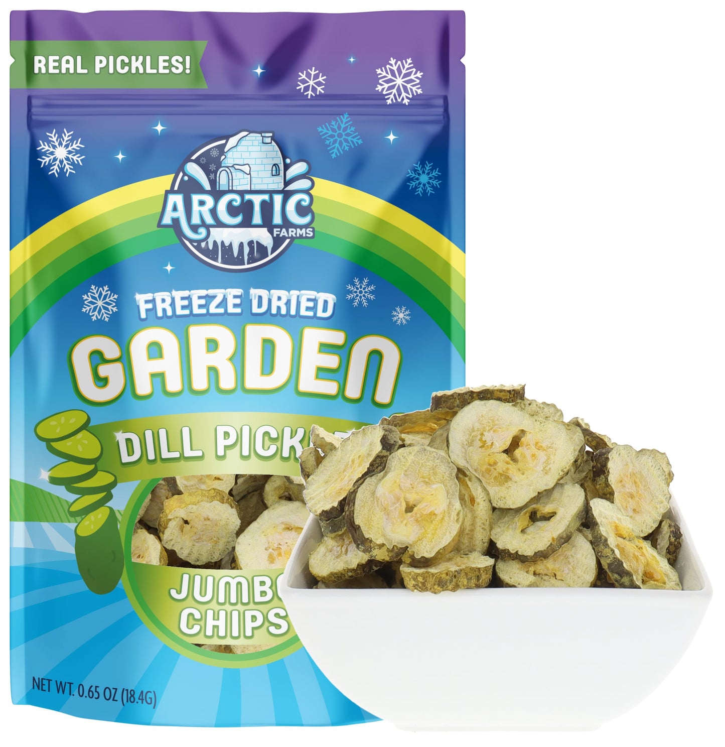 Arctic Farms Freeze Dried Kosher Dill Pickle Jumbo Chips (Large Bag)