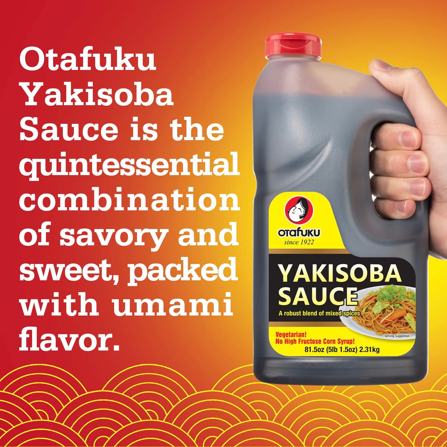 Otafuku Yakisoba Sauce for Stir Fry Noodles, Vegan, Authentic Umami Flavor, 81.5 Oz (1/2 Gallon)