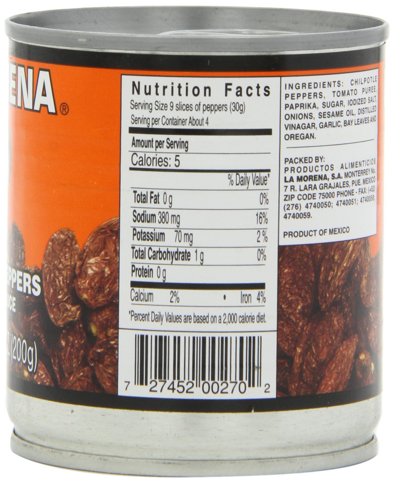 La Morena Chipotle Peppers in Adobo Sauce, 7-Ounce Tins (Pack of 6)