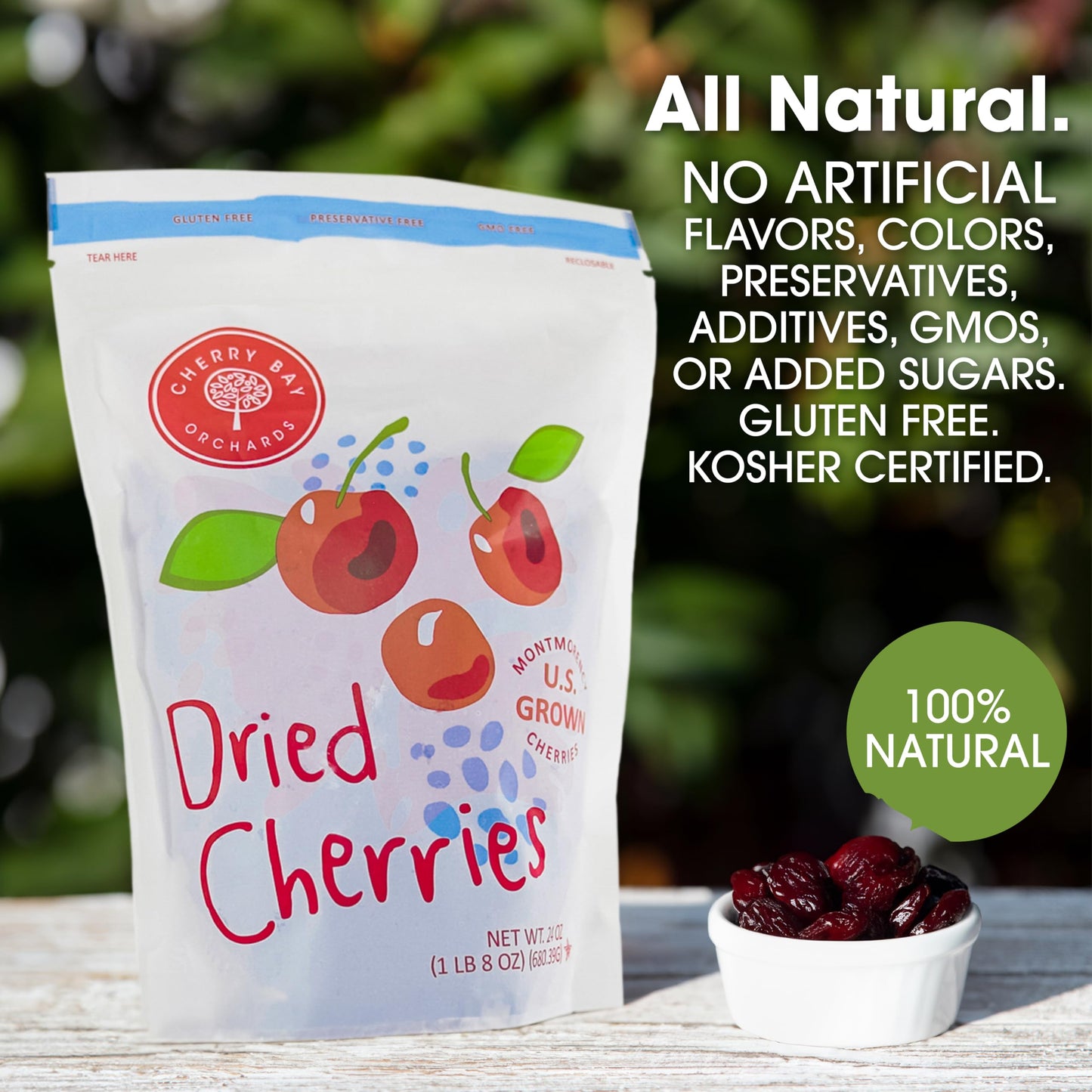 Cherry Bay Orchards Dried Montmorency Tart Cherries - 2 x 24oz Bags - Gluten-Free, Kosher Certified, GMO Free