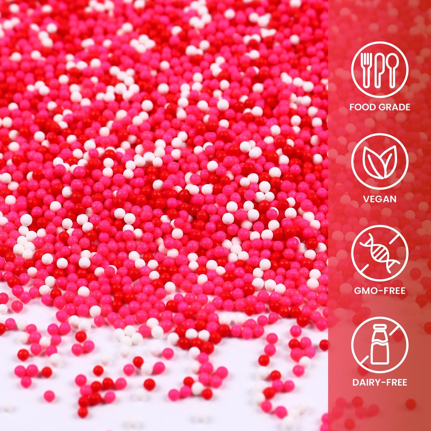 Pink Nonpareils Sprinkles, Red Pink And White Sprinkles Bulk For Cake Decorating Cupcake Baking Dessert Cookies Valentine'S Deco