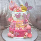 Happy Birthday Cake Topper Pink Balls Cake Topper Butterfly Balls Cake Decorations For Baby Shower Wedding Birthday Boho Party S