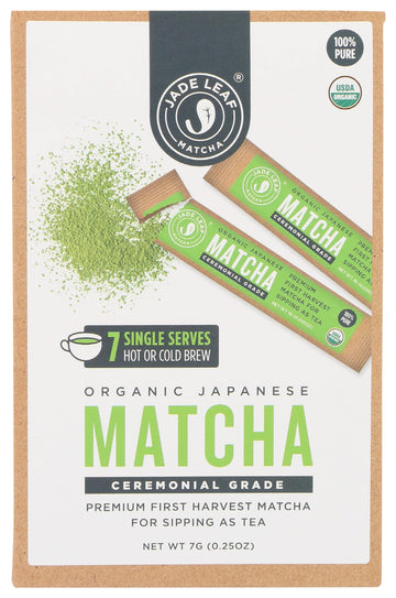 Jade Leaf Matcha Organic Ceremonial Grade Japanese Matcha 7 Count, 7 Gr