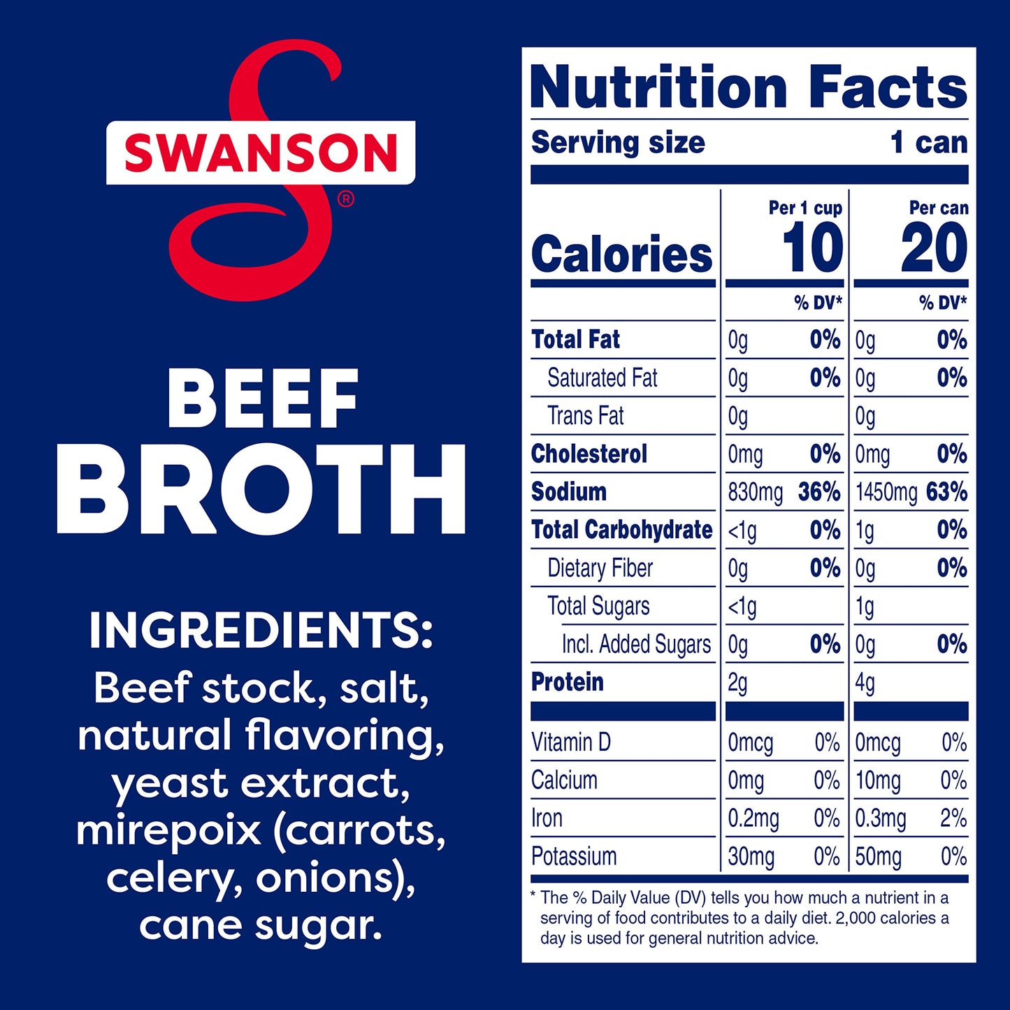 Swanson 100% Natural, Gluten-Free Beef Broth, 14.5 Oz Can (Pack of 24)