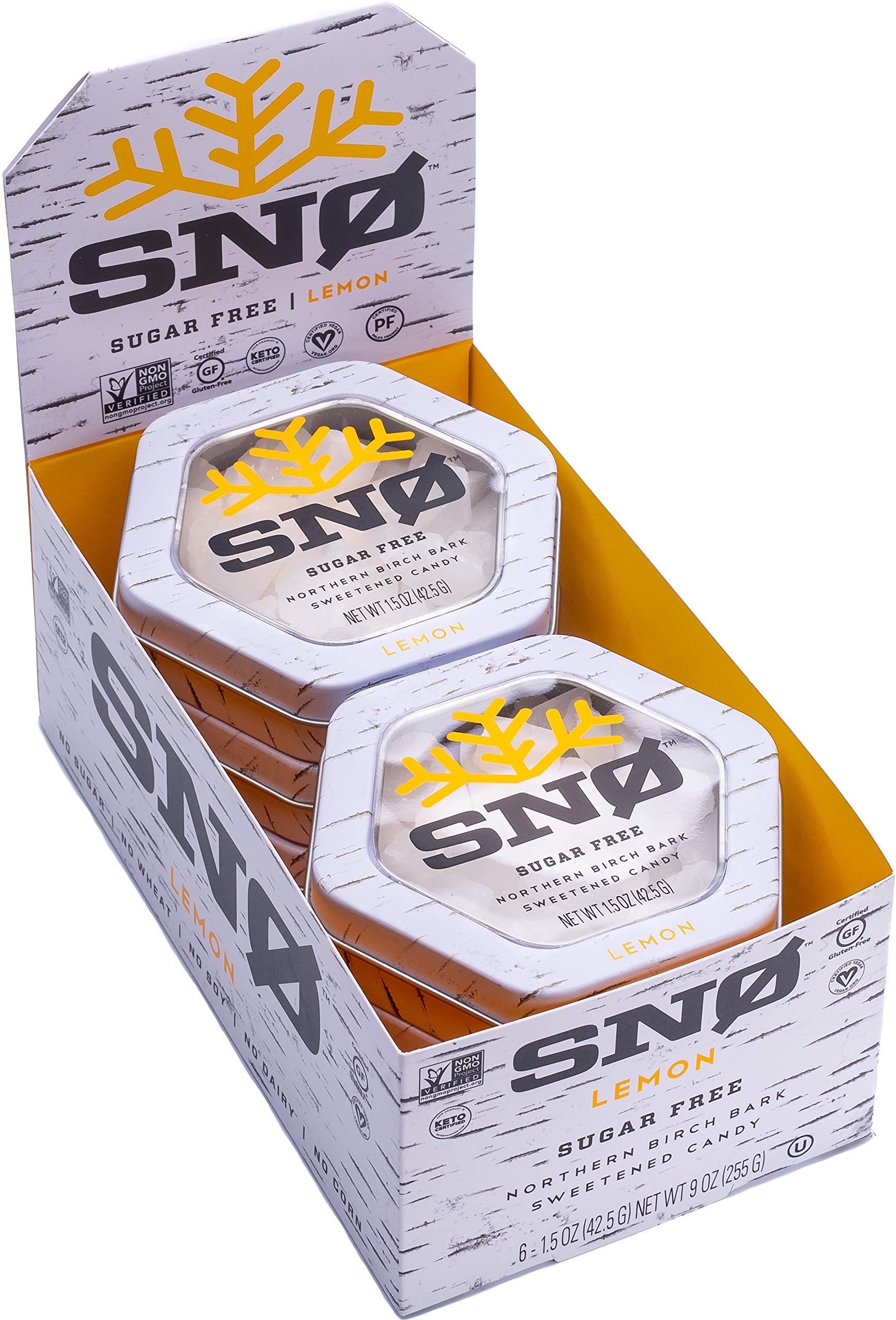 Lemon Xylitol Candy Chips (6-Pack) - Sn 1.5Oz Tins - Handcrafted W/Only 2 Ingredients | Diabetic-Friendly, Non-Gmo, Vegan, Keto,