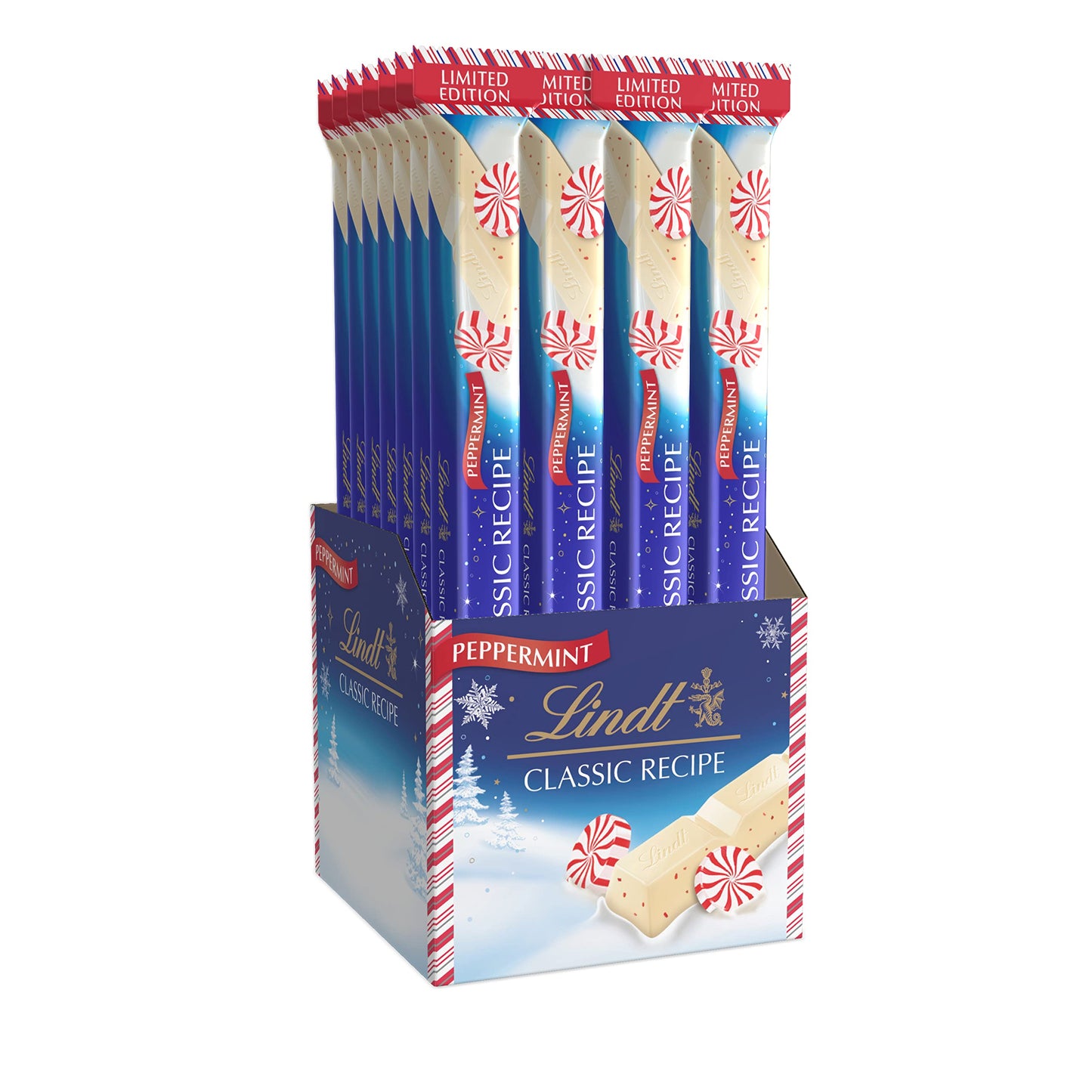 Lindt Classic Recipe Holiday White Chocolate Peppermint Candy Stick  1.2 Oz.