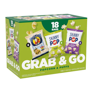 SkinnyPop Popcorn & Puffs Variety Multipack, SkinnyPop Original and Kettle Corn, and Pirate's Booty, Gluten-Free, Individually S