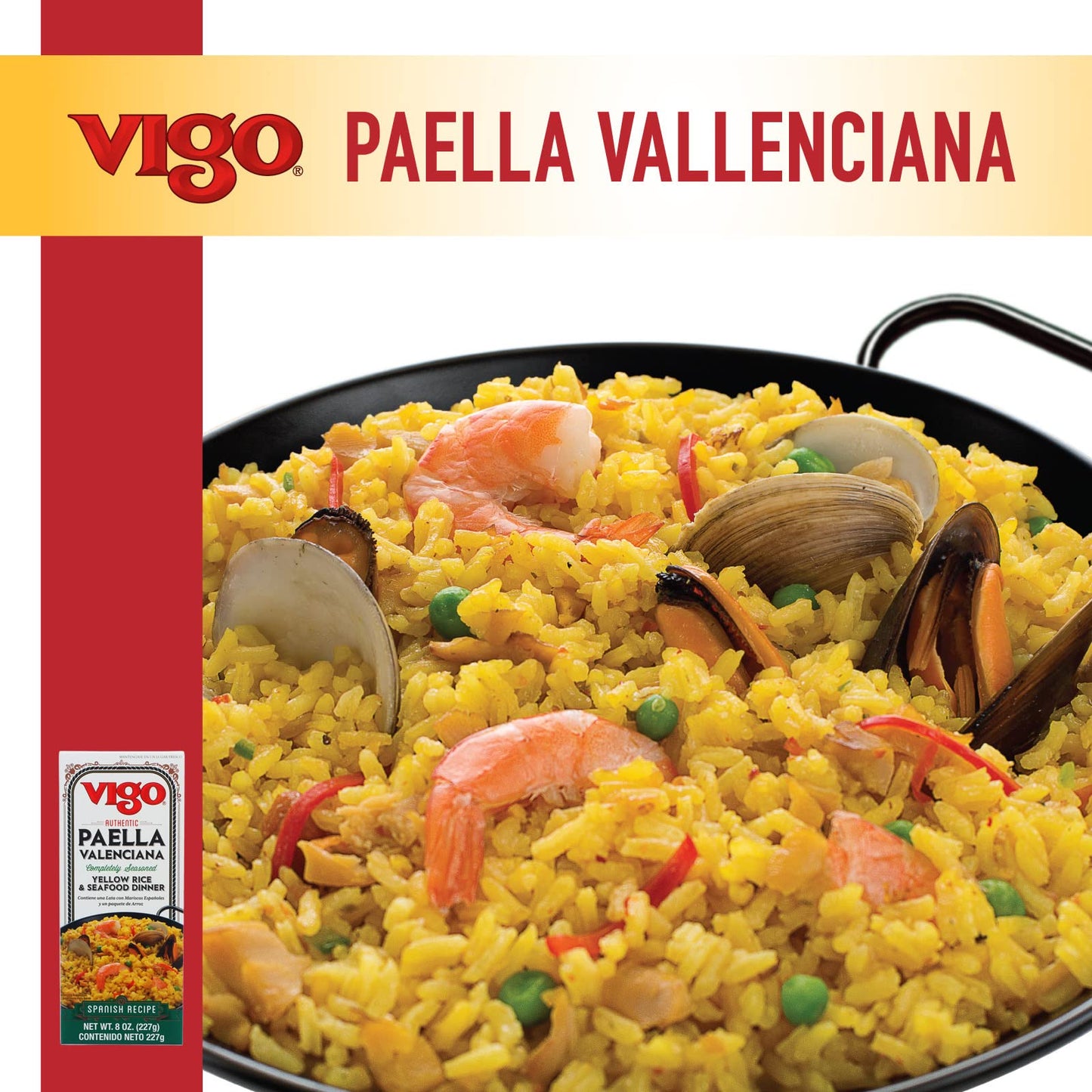 Vigo Authentic Paella Valenciana, Yellow Rice & Seafood Dinner, Spanish Recipe (Yellow Rice & Seafood Dinner, 8 Ounce (Pack of 1