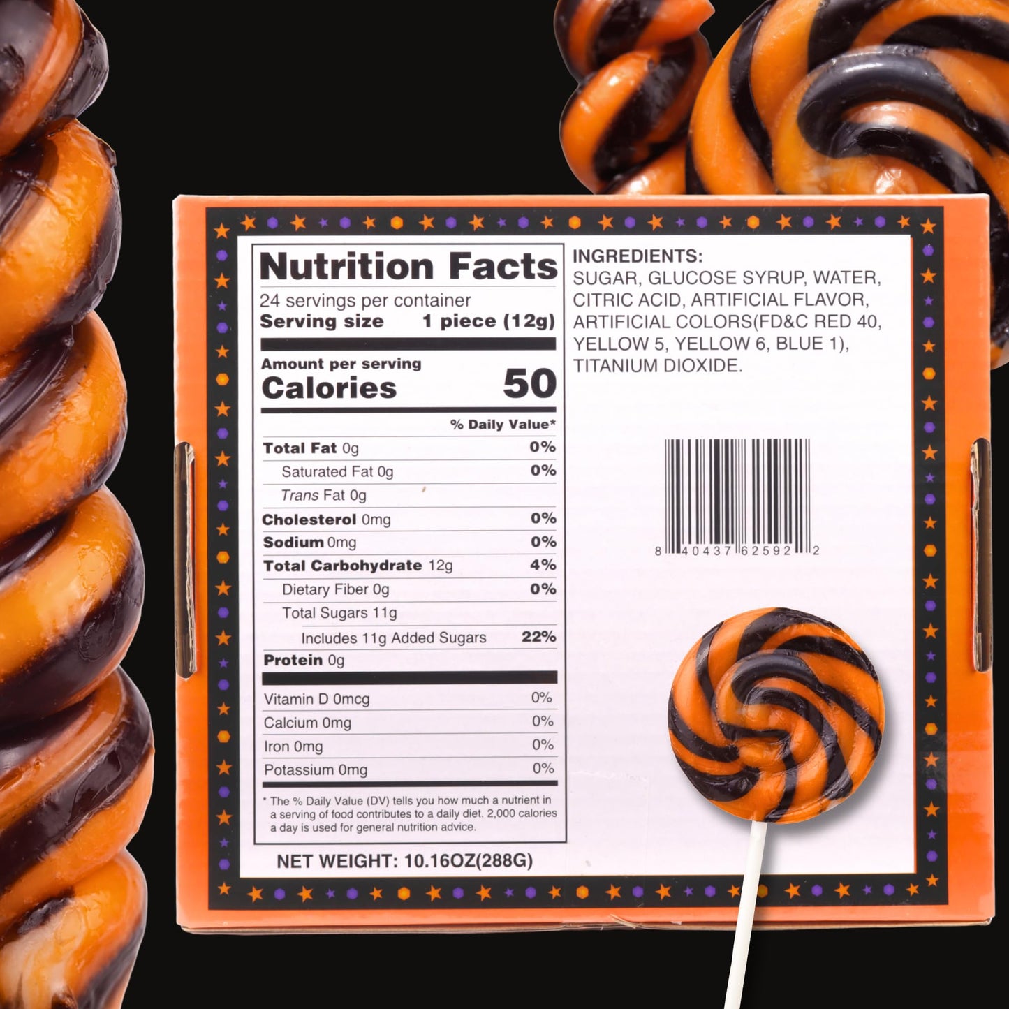 Orange and Black Swirl Halloween Lollipops  Festive Trick or Treat Candy  Individually Wrapped Party Favors  24 Count