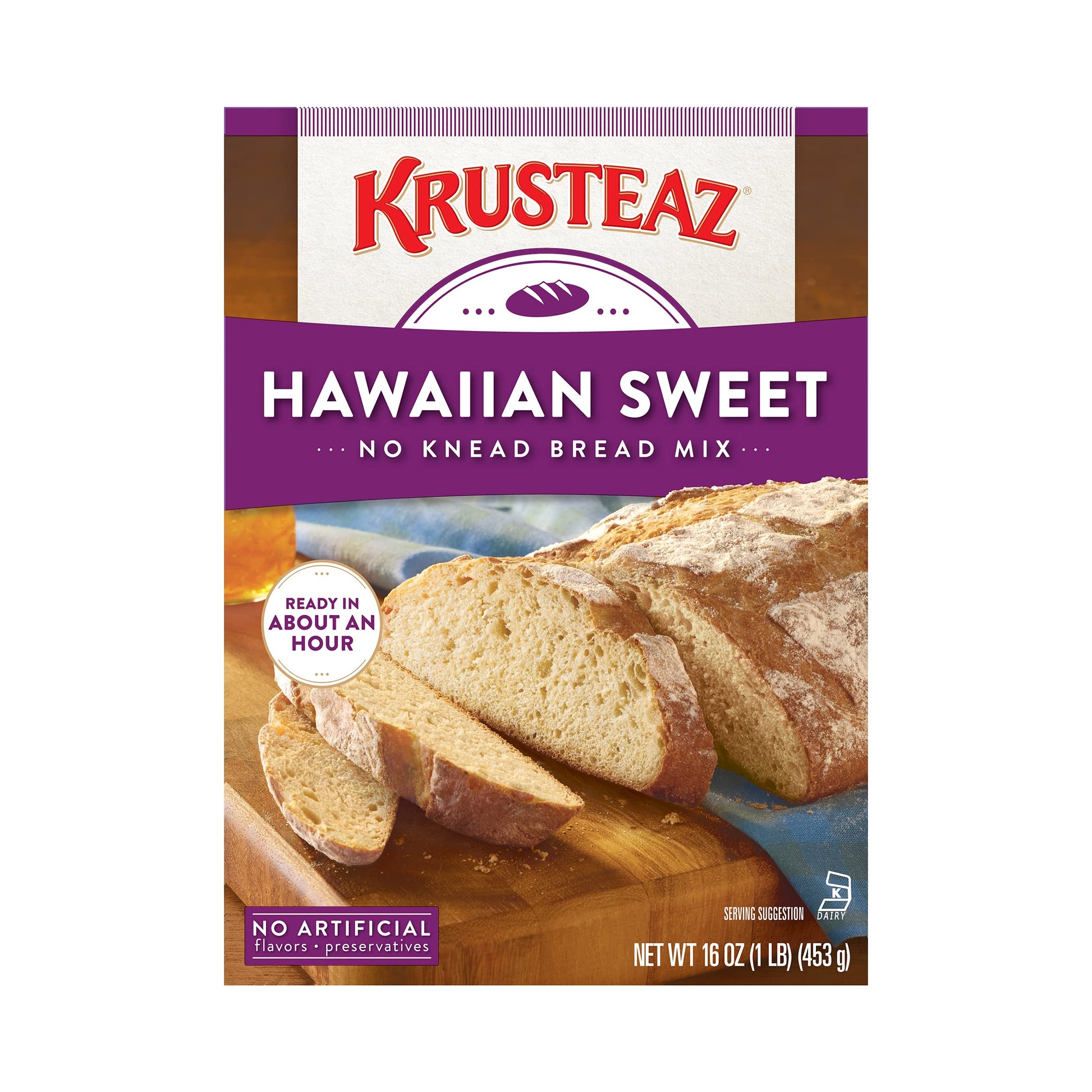 Krusteaz Hawaiian Sweet No Knead Bread Mix, 16 oz, Easy to Prepare, Ideal for Baking