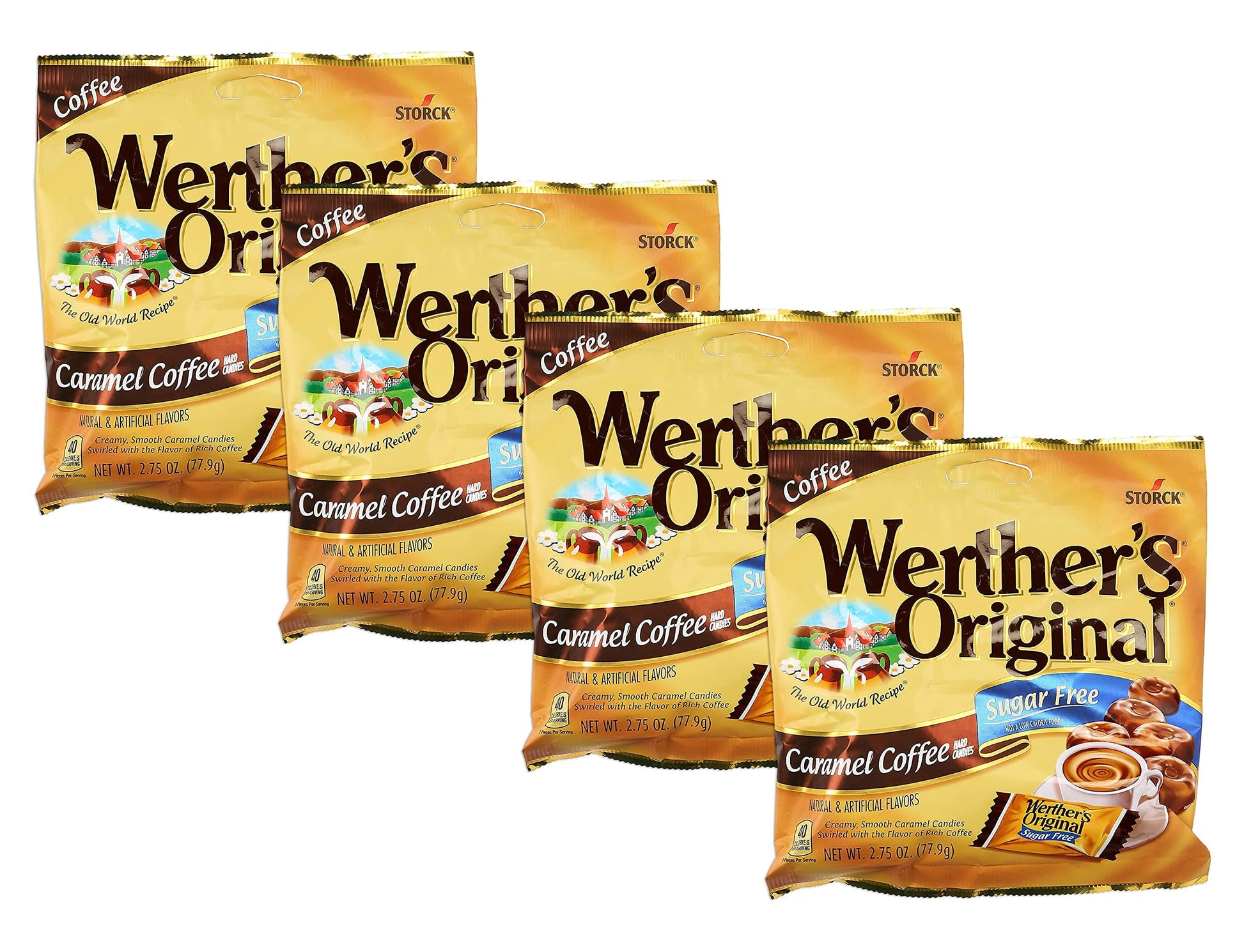 Werther'S, Original Hard Candy, Caramel Coffee, Sugar Free, 2.75Oz Bags (Pack Of 4)