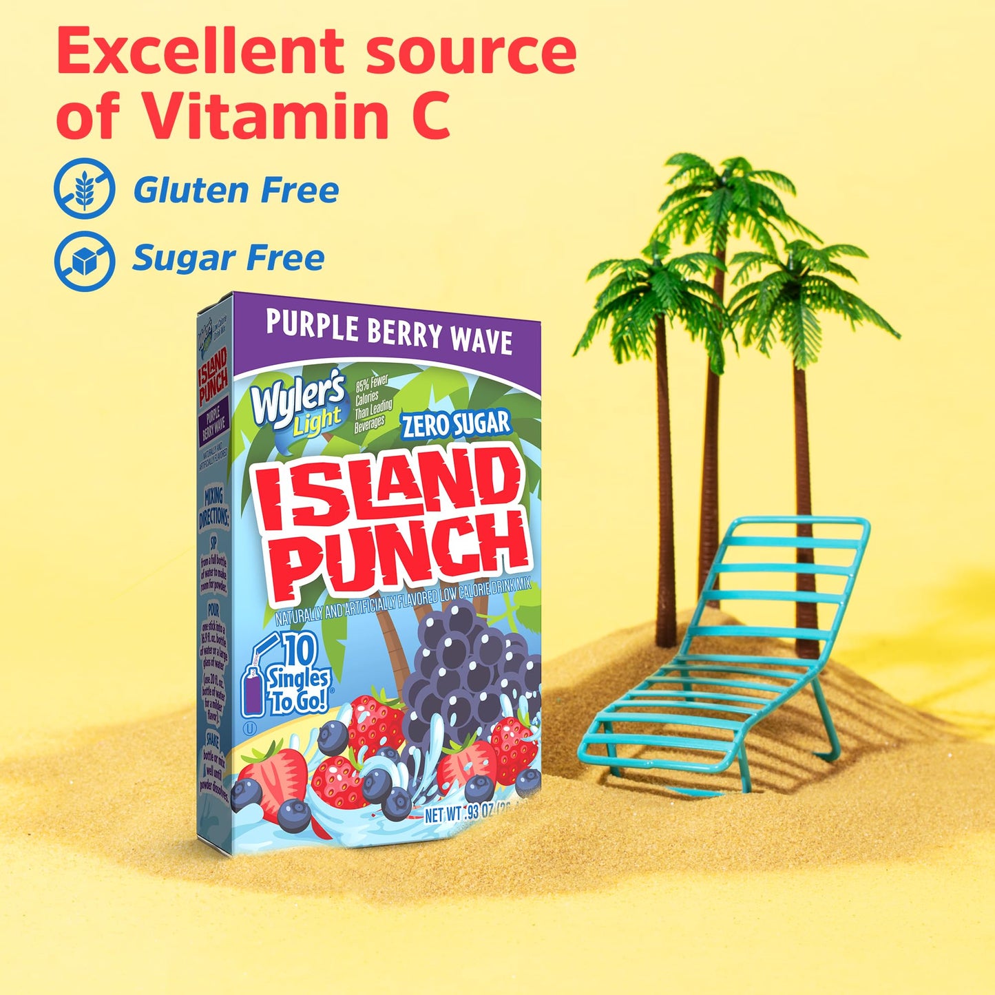 Wylers Light Island Punch Drink Mix, Purple Berry Wave, 10 Count, 0.78 Ounce (Pack of 12)
