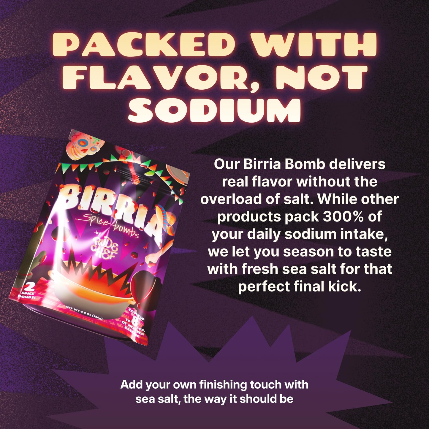 Rude Chef Birria   Balls - Authentic Taco Seasoning - Vegan - 2 Pack - 2.4 Ounce Each