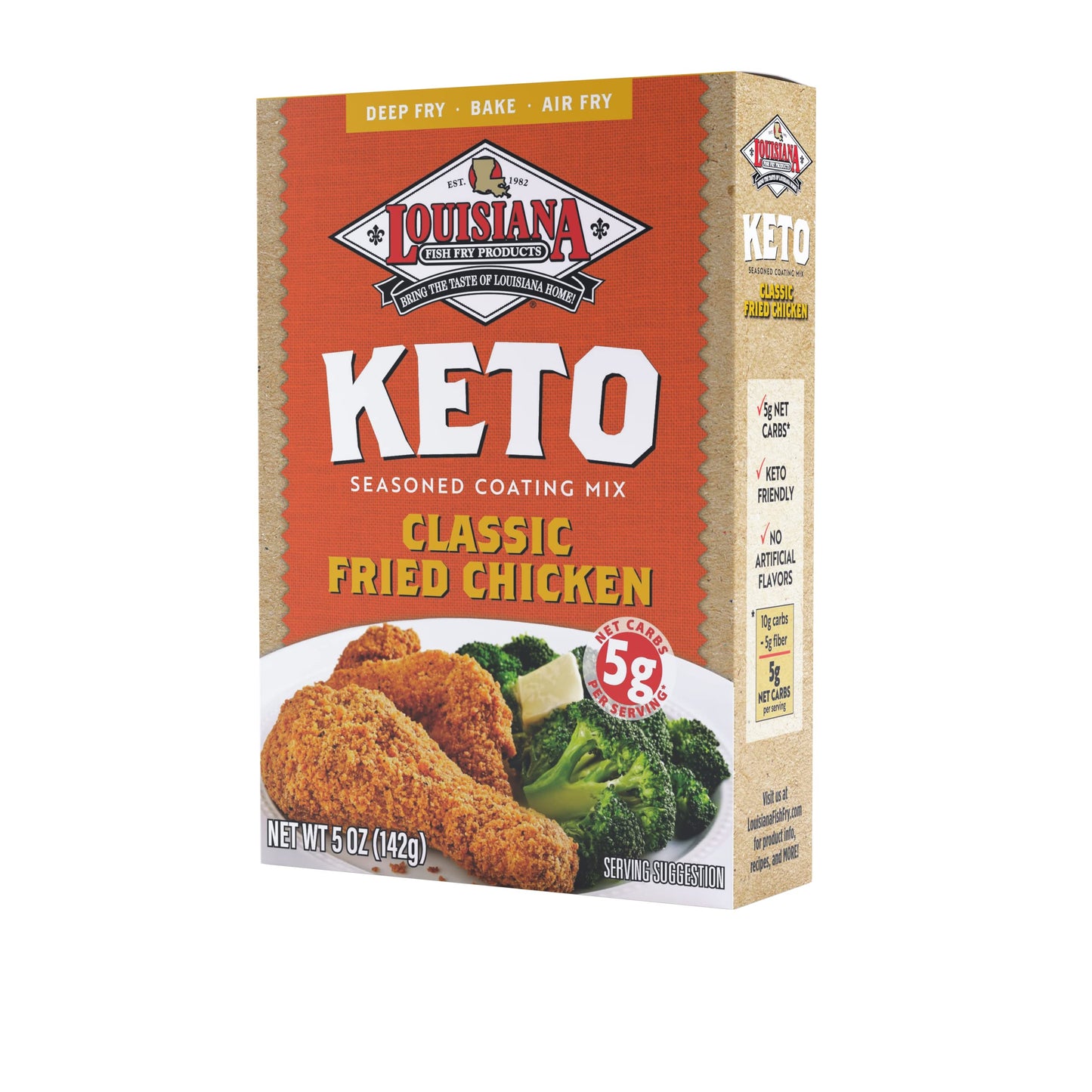 Louisiana Fish Fry Products Classic Fried Chicken Keto Seasoned Coating Mix – 5 Oz, Pack Of 6 – Bake, Deep Fry, & For Use In Air Fryer – Delicious & Crunchy Texture