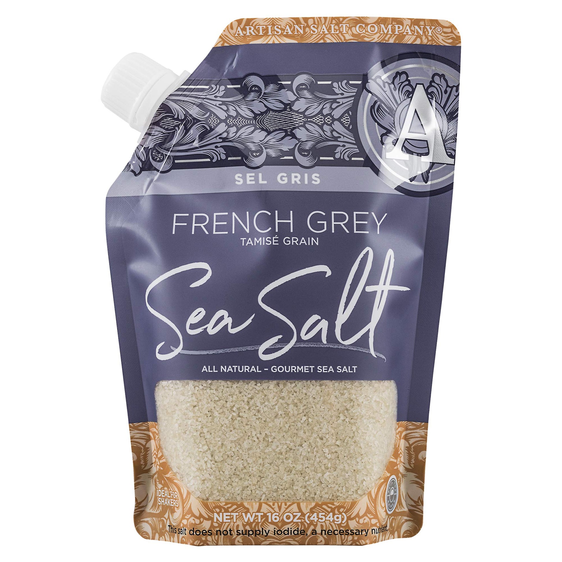 SaltWorks Sel Gris French Grey Sea Salt, Light Grey Crystals, 16 Ounce, 1 Pound