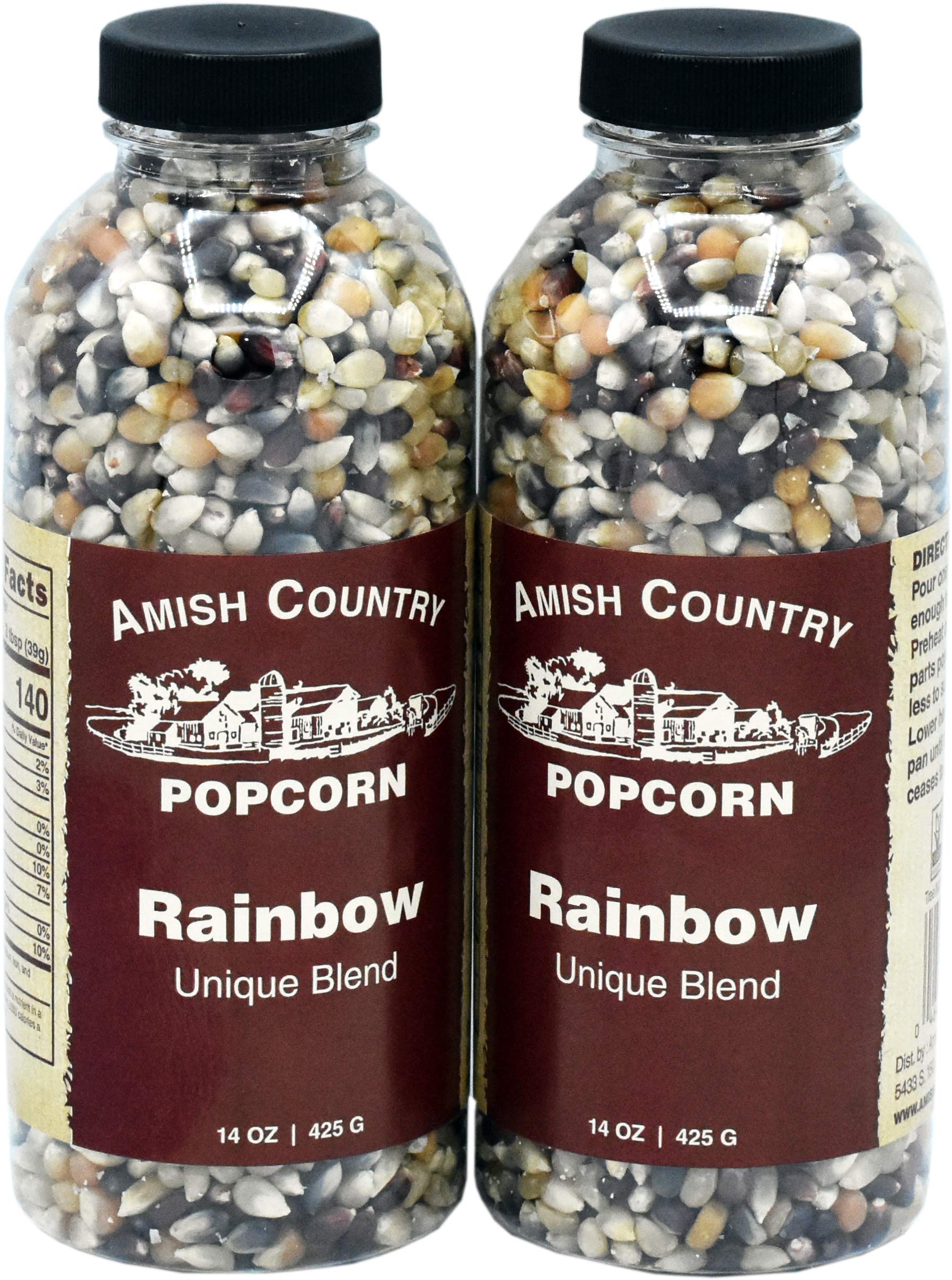 Amish Country Popcorn | 2-14 Oz Bottles | Rainbow Popcorn Kernels | Old Fashioned, Non-Gmo And Gluten Free (2-14 Oz Bottles)