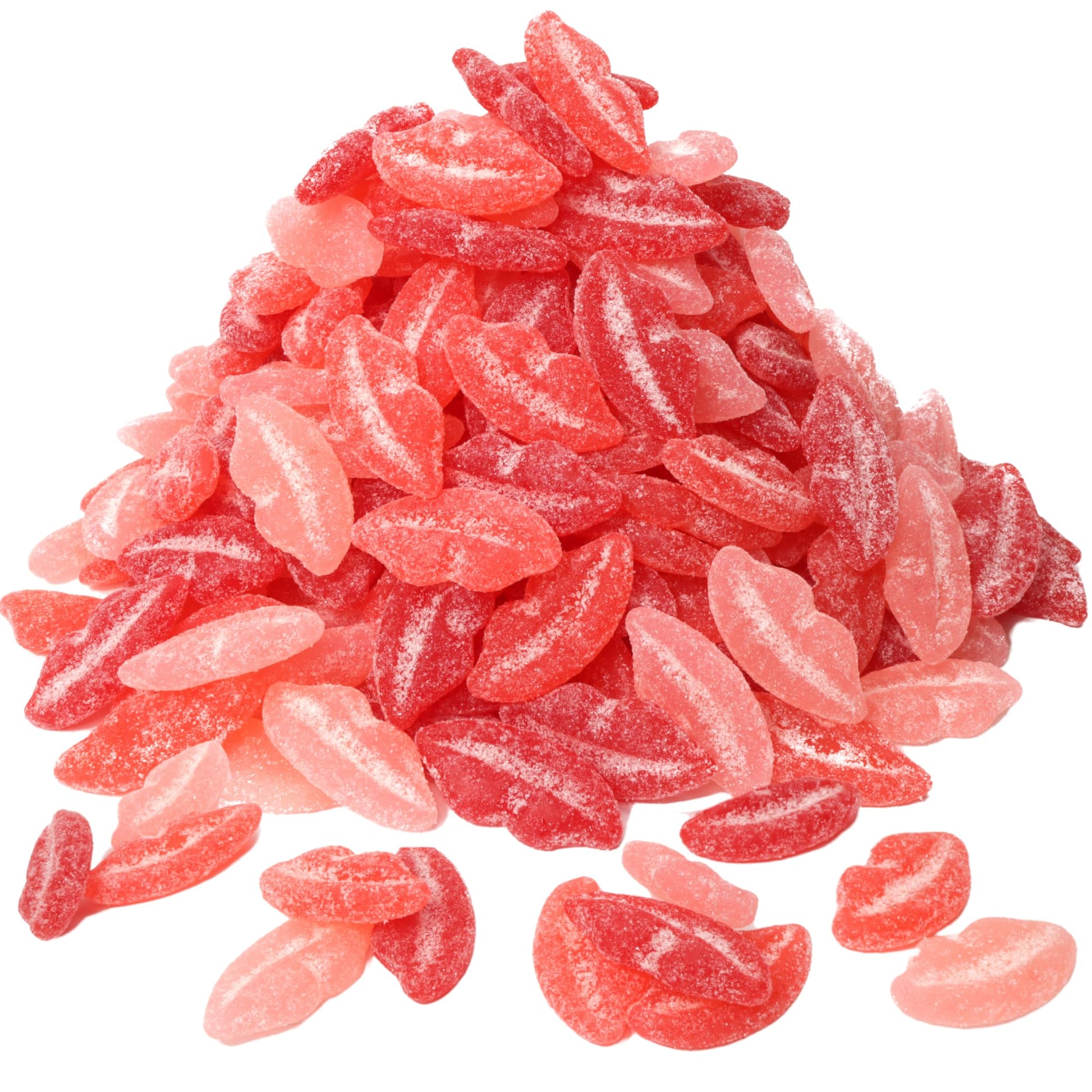 Needzo Sour Pucker Lips, Strawberry, Watermelon, and Cherry Flavored Gummy Candies, Pink and Red Chewy Lip Candy Bulk Bag 5 Poun