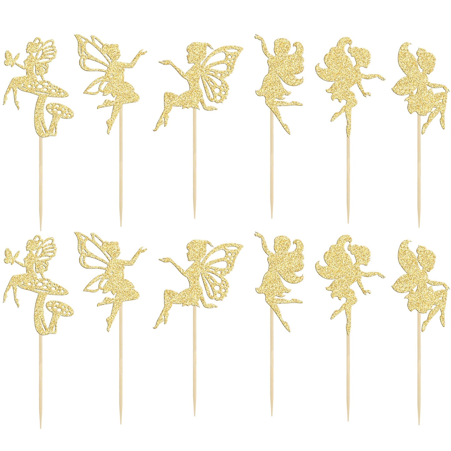 Gyufise 24Pcs Fairy Cupcake Toppers Glitter Ballet Dancer Flower Angel Fairy Cupcake Picks Decoration For Wedding Bridal Shower