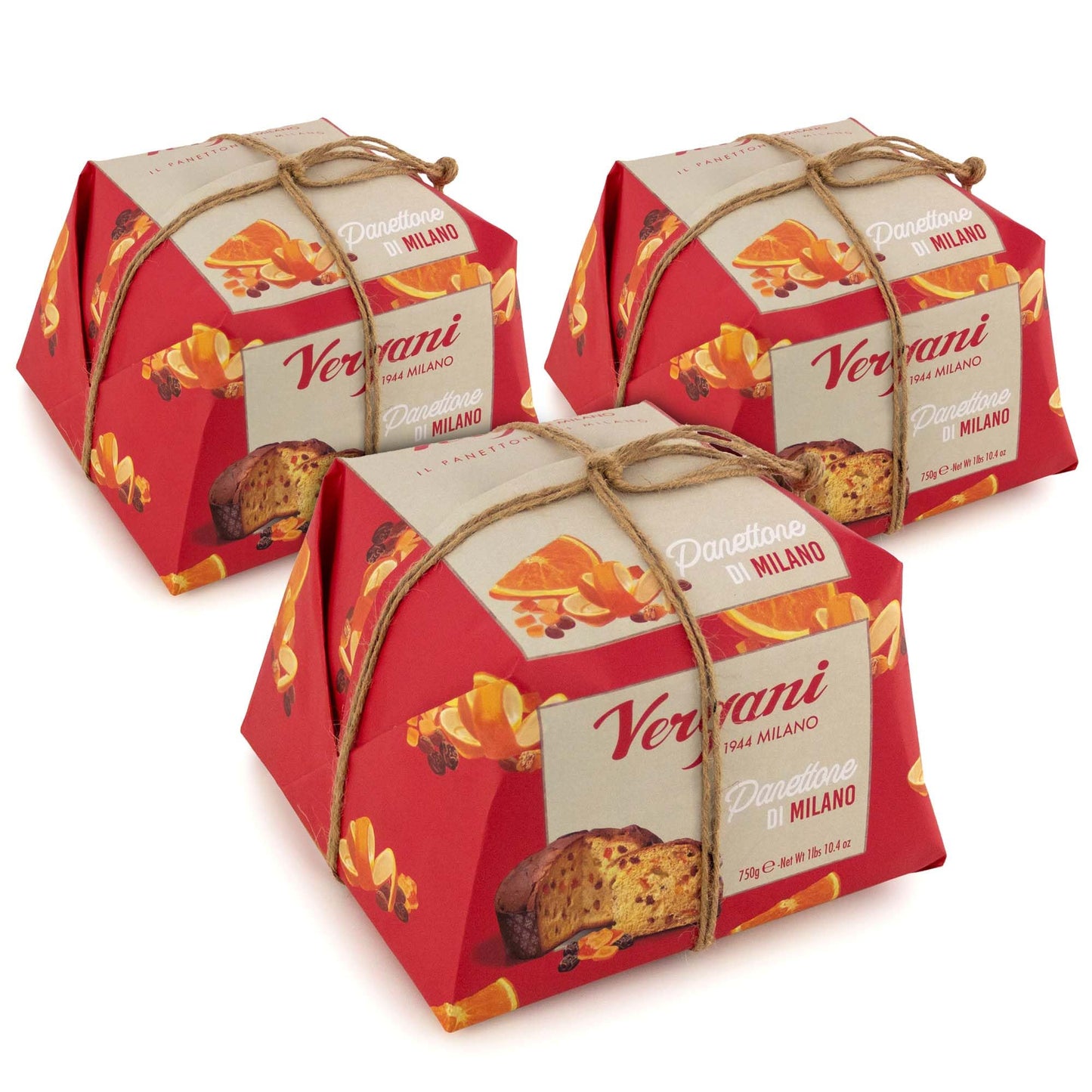 Vergani Classic Panettone, Pack Of 3 - Artisan Holiday Bread, Festive Dessert, Enhanced Gift, Traditional Baked Loaf - 750G (1.65 Lb) X3