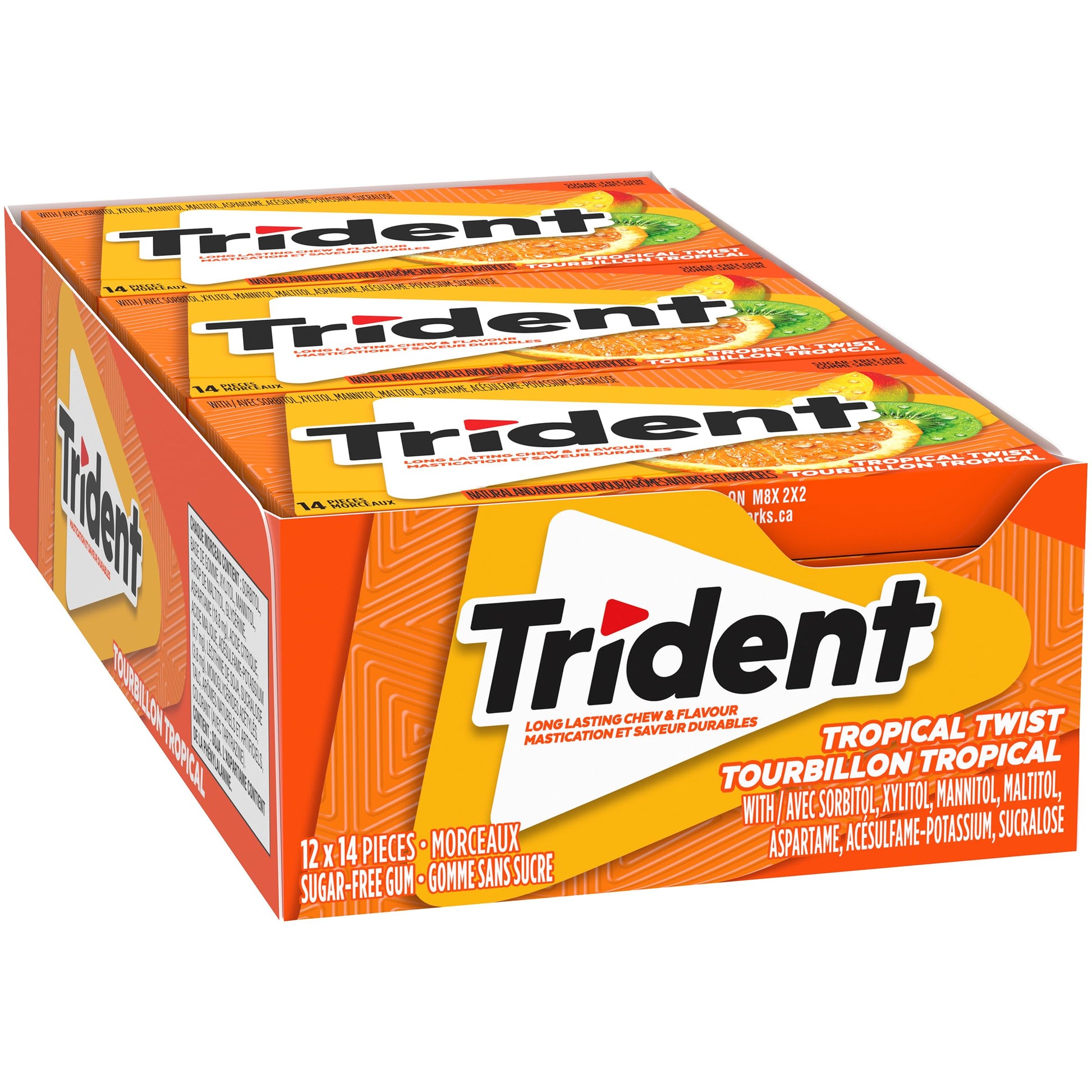 Trident Sugar Free Tropical Twist Gum Superpak, 12 Pack (14 Pieces Each) {Imported From Canada}