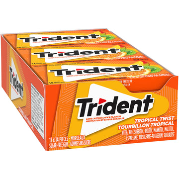 Trident Sugar Free Tropical Twist Gum Superpak, 12 Pack (14 Pieces Each) {Imported From Canada}