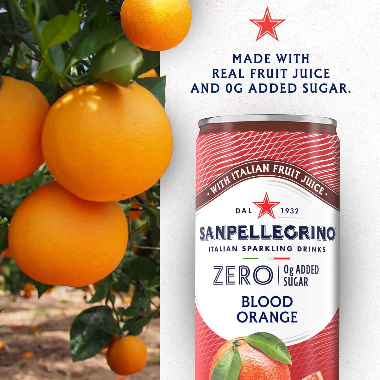 Sanpellegrino Zero Grams Added Sugar Pomegranate & Orange Italian Sparkling Drink, 24 Pack Of 11.15 Fl Oz Cans, Sanpellegrino It