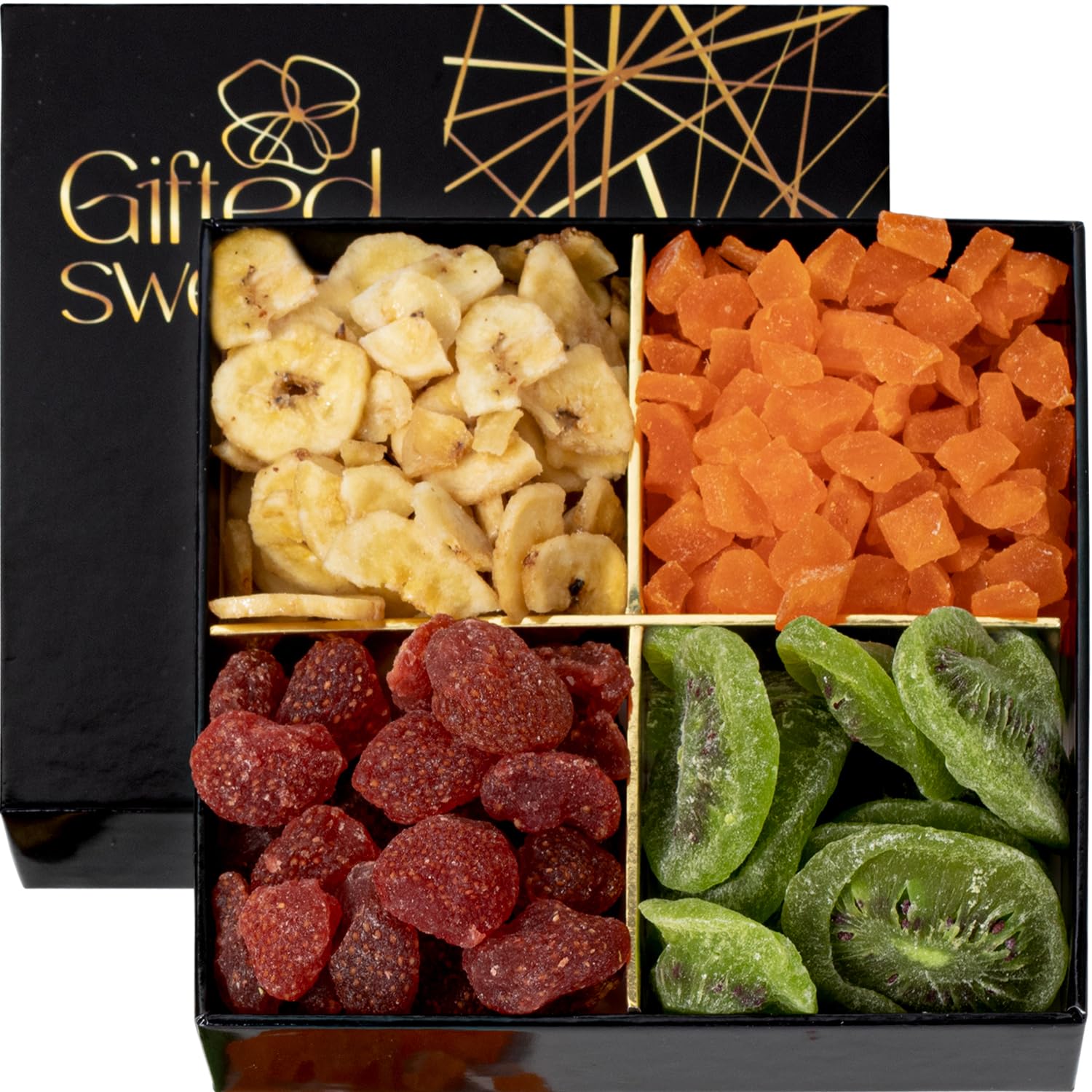 Dried Fruit Gift Basket - 4 Variety Box - Healthy Gourmet Dried Fruit Gift Tray - Birthday Gourmet Gift - House Warming Food Gif