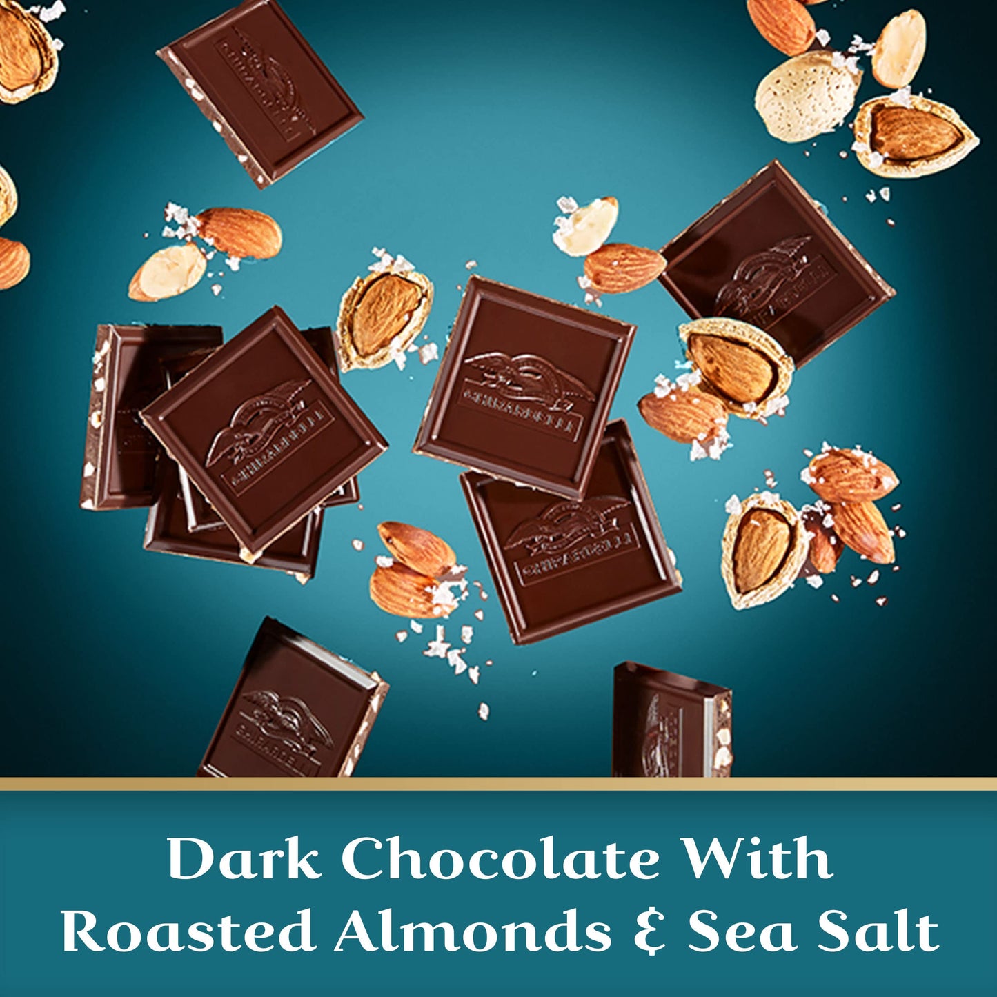 Ghirardelli Intense Dark Chocolate Squares, Sea Salt Almond, 4.12 Oz Bag, Pack of 6