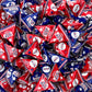 Partyworks Patriotic Candy - 40 Count Bag - Popping Rocks Pouches - Strawberry, Blue Raspberry Flavors - Individual Triangles