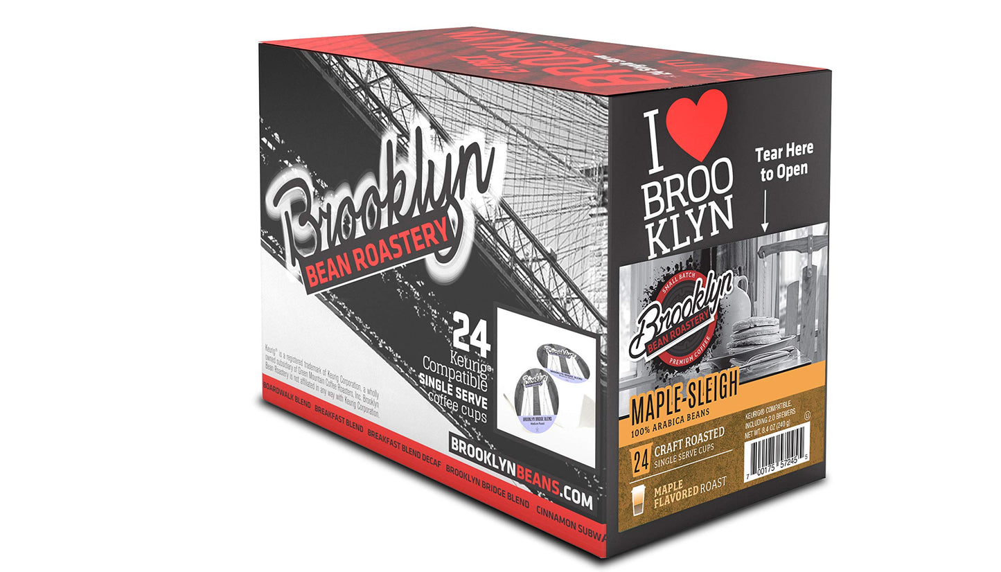 Brooklyn Beans Flavored Coffee Pods  Compatible With K Cup Beverage Makers Including 2.0  Maple Sleigh  24 Count