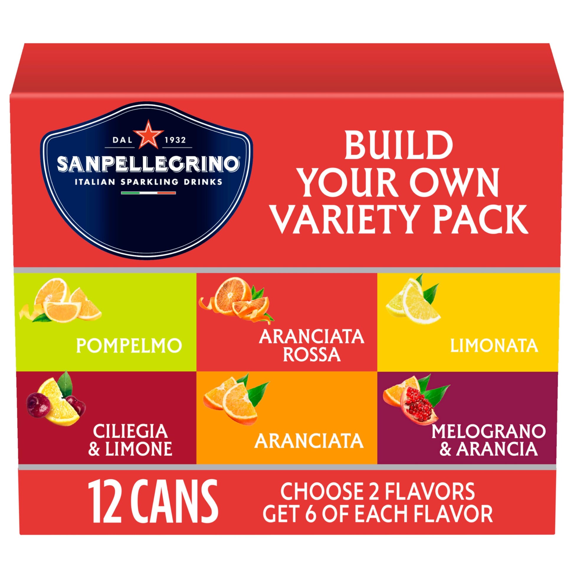Sanpellegrino Italian Sparkling Drinks, Build Your Own Variety Pack, Sparkling Fruit Beverage, Made With Natural Flavors, 12-Pack