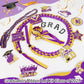 TKNOUS Graduation Ribbon Leis Kit, 10 Pcs Honor Cord, Purple Gold Candy Necklace, Class of 2025, Craft Supplies